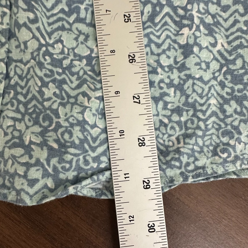 Faherty Brand Breeze Hemp Shirt Teal Waters Hilo Short Sleeve Button Down Mens M - Picture 10 of 12